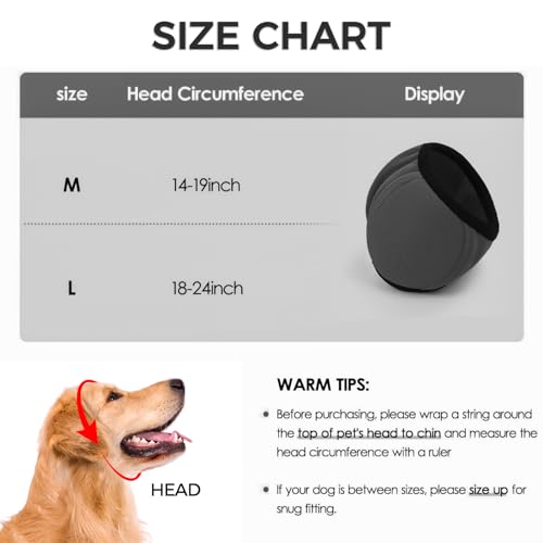 Image of NACOCO Dog Calming Hoodie - No Shake Water Resistant Ear Wraps for Dogs Anxiety Relief & Noise Protection Dog Head Wrap Pet Ear Cover Muffs for Swim Bathing Hematoma(Dark Grey, M)
