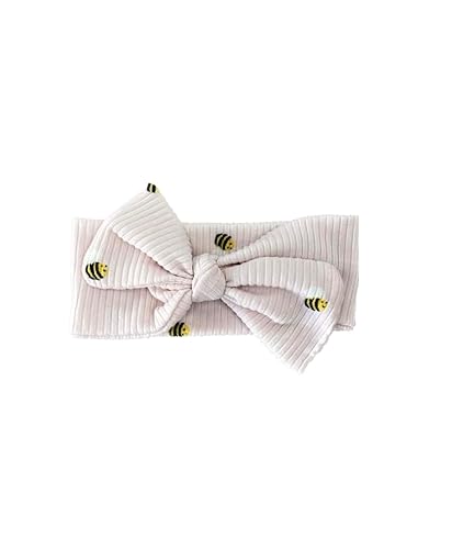 Bumble Bee Bow Stretch Headband - Wide Baby Headwrap - Cute Bee Baby Headband - Newborn Baby Hair Bow - Baby Take Home Outfit (6-12 Months)