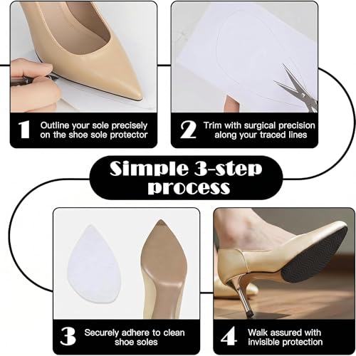 Image of 6 Pcs Shoe Sole Protector - Self-Adhesive Anti-Slip Grips for High Heels & Boots & Dress Shoes, Non-Slip Shoe Bottom Pads for Women (6 x 4 Inches, Black)