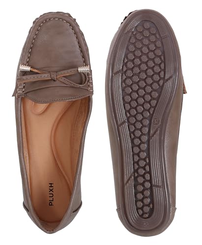 Image of Pluxh Women's Bow Detail Ballet Flats | Soft Cushioned Comfort Shoes | Lightweight Slip-On Footwear | Flexible Anti-Slip Sole | Office Flats