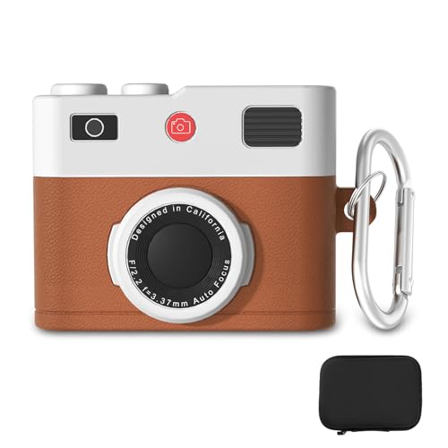 Image of Dayinkes Compatible with AirPods Pro 3 Generation, Camera Design Case with Keychain, Shockproof Protective Case Compatible with AirPods Pro 3, Ideal for Travel and Daily Use (Brown)
