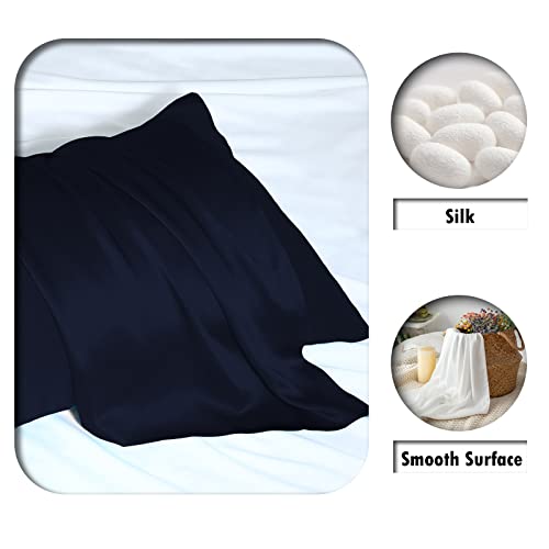 Silk Pillowcase for Hair and Skin,Soft,Breathable and Sliky 100% Standard Size Pillow Cases Set of 2,Both Sides Natural Mulberry Silk Pillowcases with Hidden Zipper(Standard Size 20"X 26",2pcs)