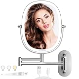 TOUCHFEEL Wall Mounted Makeup Mirror, 9 Inch 1X/7X Magnifying Mirror with 3 Color Light, Double Side