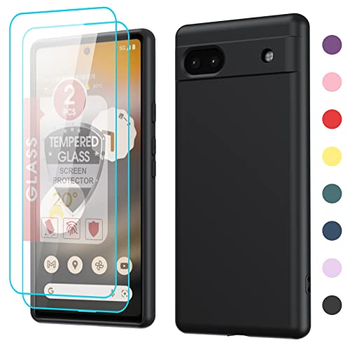 LeYi for Google Pixel 6A Case [2022 Release] with 2 Pack Tempered Glass Screen Protectors, Soft Liquid Silicone with Microfiber Liner Case for Pixel 6A, Clear