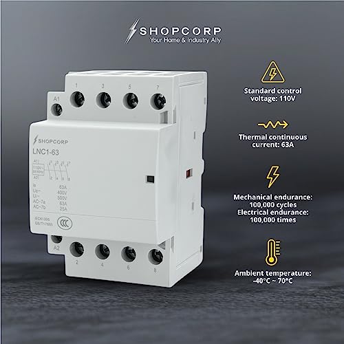 Shopcorp FBA-ED-8POLENO40A-RAILSCR 8 Pole (4 Pole X 2) 120V Coil Contactor 50 Amp No Iec 400V Ac Contactor 110/120Vac Coil - Motor Load 40A thumb #3