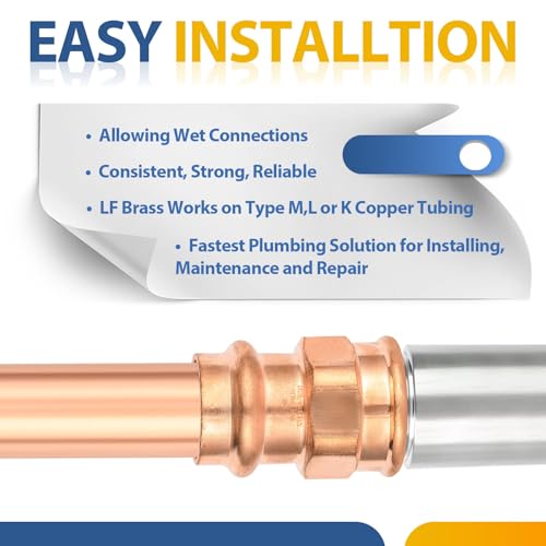 Adaptador de prensa de cobre GUOFIS de 1/2 con rosca hembra para reparar fugas de agua 5