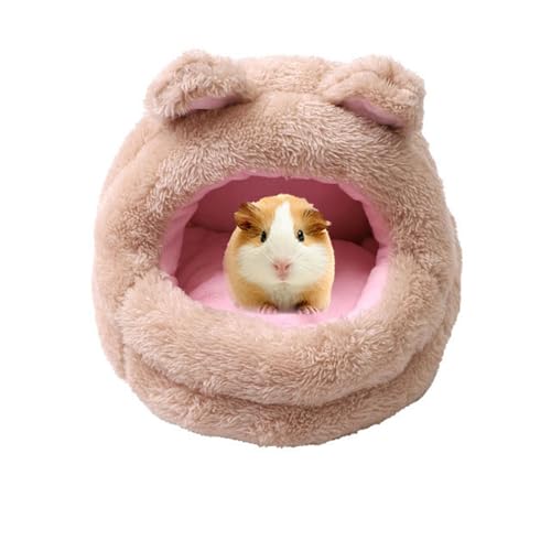 Fansu Ropa de Cama Hamster Invierno Cama de Conejillo de Indias Cálido Cama de Felpa para Cobayas Suave Nido Hábitat de Mascotas para Animales Pequeños (15 * 15cm,Oso Camello)
