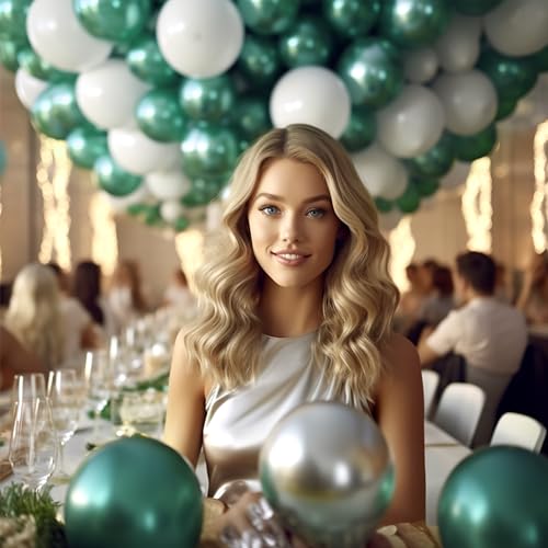Image of DECOCKRAT 130PCS Metallic Green Balloons, Latex Balloons Different Sizes 18 /12 /10 /5 In, Helium Balloons with Ribbon, Party Balloon for Birthday Wedding Graduation Anniversary Baby Shower Decoration