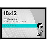 Americanflat 18x12 Picture Frame with Polished Plexiglass - Streamline Collection - Thin Border Picture Frame for Wall Display - Hanging Hardware Included - Black