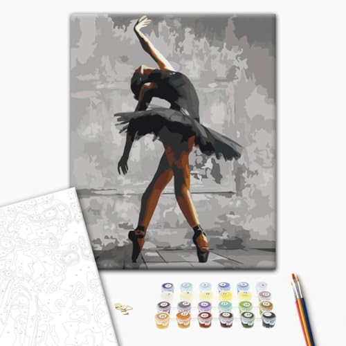 murando - Malen nach Zahlen Ballerina Tänzerin Ballett 40x50 cm Malset mit Holzrahmen auf Leinwand für Erwachsene Kinder Gemälde Handgemalt Kit DIY Geschenk Dekoration n-A-1276-d-a