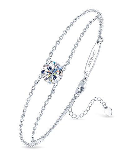 AINUOSHI Birthstone Bracelets for Women Fine Jewelry Sterling Silver Genuine or Created Gemstone Dainty Bracelet Anniversary Birthday Valentines Day Gifts for Women Wife, Chain Length 6.5”+2”