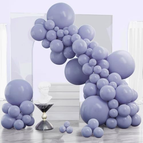 Image of PartyWoo Dusty Blue Balloons 120pcs Boho Dusty Purple Muted Lavender Color