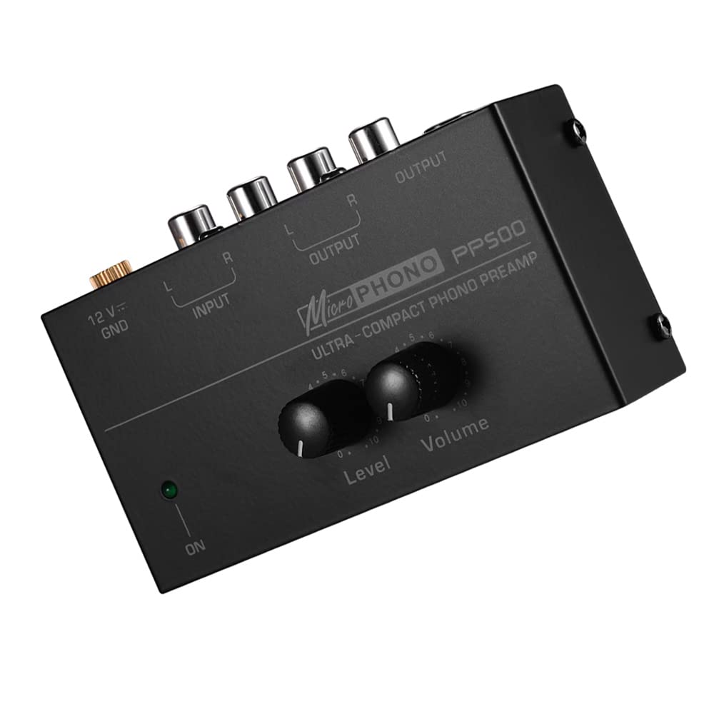Preamplificatore Fono Ultra-Compatto con Controlli di Livello e Volume, Ingresso e Uscita RCA 1/4