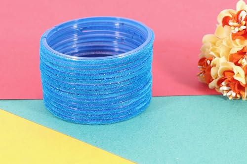 Image of NMII Glass Velvet Bangles Set For Women and Girls | Plain Glass Bangles | Velvet Chudi | Simple Bangles For Women | Stylish Glass Bangles- Set of 24