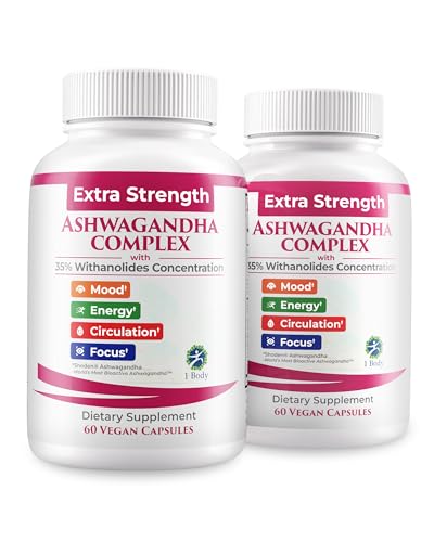 1 Body Ashwagandha Complex Supplement, Focus and Energy Support, ...