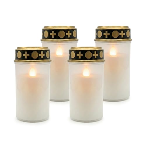 Lampe funéraire LED Relaxdays (lot de 4) en plastique résistant pour cimetière