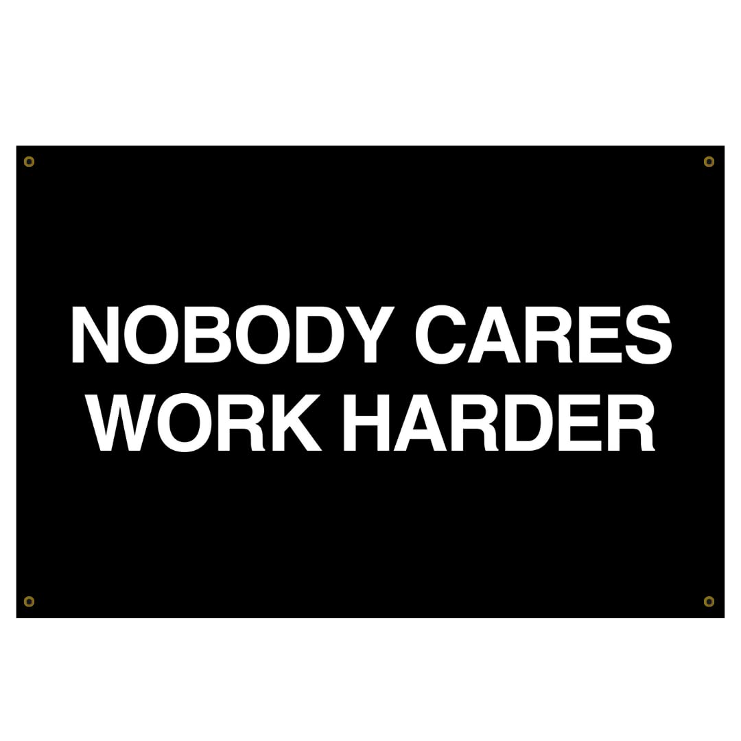 Gold Trident FlagsNobody Cares Motivational Gym Banner - Inspire Your Workout with this Banner - Perfect Fitness Wall Decor for Gym, Dorm - Stay Motivated with Cool Motivation Art - 3x5 Feet