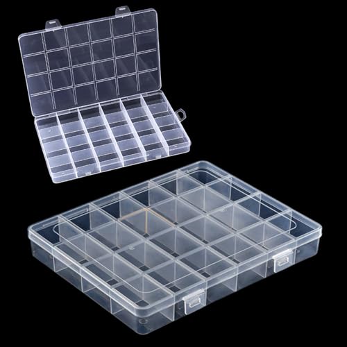 hurifeng Kunststoff-Aufbewahrungsbox – Praktische Sortierlösung für Schmuck, Perlen, Kleinteile, Werkstatt und DIY (1, 24-Fächer)