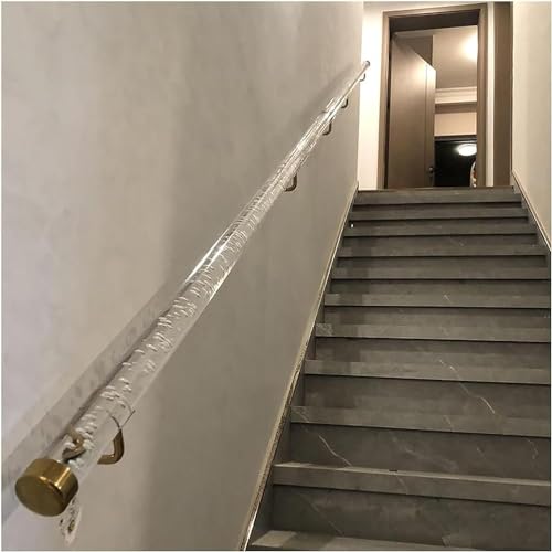Main courante acrylique transparent haut de gamme avec supports dorés pour escalier intérieur