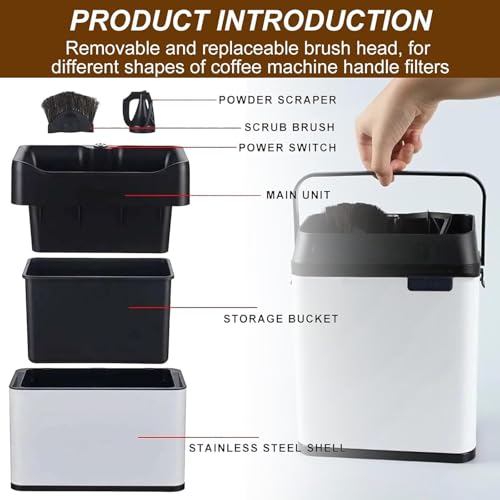 Pulitore Automatico per Portafiltro del caffè - Pulisce i Fondi di caffè in Pochi Secondi per Baristi e Appassionati di caffè (Argento)