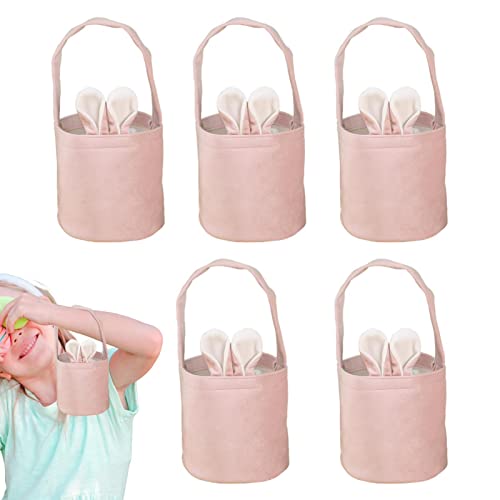 Bolsa de conejo de Pascua, reutilizable, cesta de conejo de Pascua, bolsas de huevos portátil, cesta de conejo de Pascua, suministros escolares para el hogar, decoración con bonitas orejas de conejo