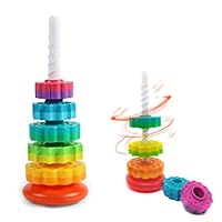LBAIBB (1 PCS Spinning Stacking Toy,Spin Toy for Toddlers 1-3,Sensory Toys for Toddlers 1-3,Rainbow Spin Tower,Autism Spin Stack Toys,Suitable for Gifts for Boys and Girl