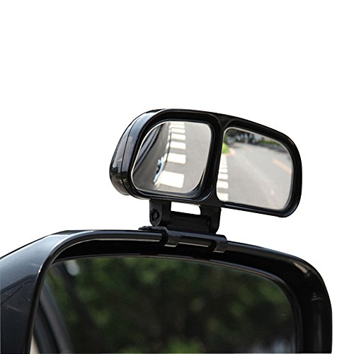 YASOKO Plastic Housing Auto Auxiliary Blind Spot Mirror Car Side-Angle Side-View Double Mirror 1 Piece (Right, Black)