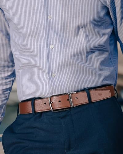 BOSTANTEN Cinto masculino reversível de couro para homens 3,5 cm para calças casuais de golfe, cinto