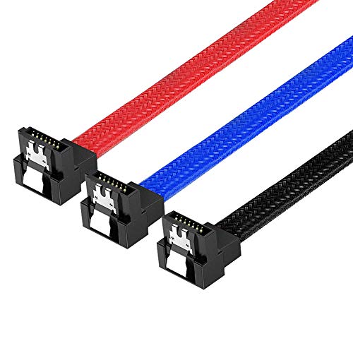 image for Tewmsc 3PACK SATA Cable III 3-Pack 90 Degree Right Angle SATA III 6.0 