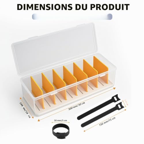 KNJOMZIE 2 Pièces Boîte Rangement Câble avec 16 Attaches, Boîte Câble Transparente avec 7 Séparateurs – Organisateur de Câble pour Bureau, Maison, Boîte à Câble pour Chargeurs et Accessoires – vue 2