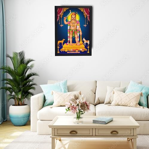 Image of ZirFrame Lord Karuppanasamy Premium 18 m Padi Karuppusamy Photo Frame for Wall Decoration | HD Divine Tamil God Artwork with Durable Wooden Frame | Spiritual Home Temple Decor Gift for Pooja Room, Living Room, Office | Traditional South Indian Devotional Wall Art Frame (Black, Large)