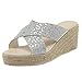 Sandali estivi da donna, sandali da donna, sandali con zeppa, suola in lino, scarpe Roma, scarpe in lino, argento, 39.5 EU