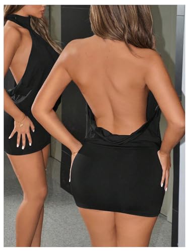 SOLY HUX Women's Halter Mini Dress Y2k Backless Bodycon Club Night Cocktail Dresses3