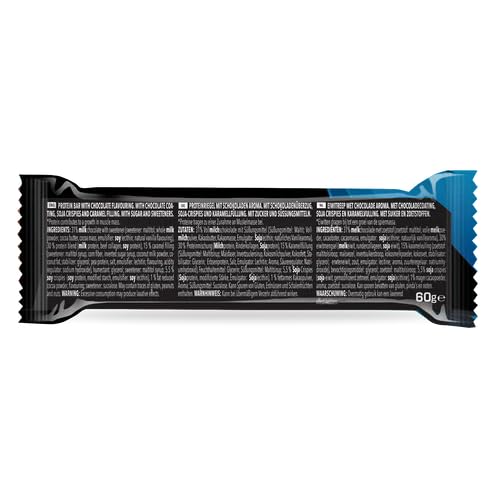 Bodylab24 Pro Blast Protein Bar Chocolate 12 x 60g, knuspriger Protein-Riegel mit Schokoladenüberzug, enthält 20g Eiweiß je 60g Riegel