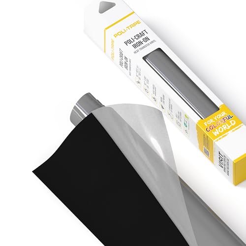 POLI-TAPE TUBITHERM FLOCK Transferfolie mit samtartiger Oberfläche für Textilien Flockfolie zum Aufbügeln Plotterfolie für DIY Shirts Schwarz 30 5 cm x 61 cm