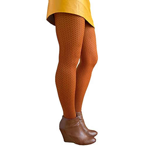 Herringbone Patterned Tights – Opaque 50 Denier Pantyhose for Women Elegant Geometric Legwear2