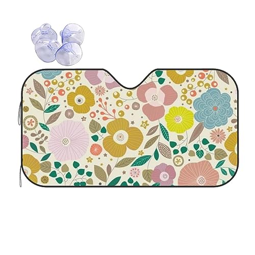 車用品北欧 花柄 花(9) かわいい アニメ サンシェード 車フロントガラス用サンシェード 吸盤式 車用品 遮光 遮熱 日よけ 日除け 高温隔離s