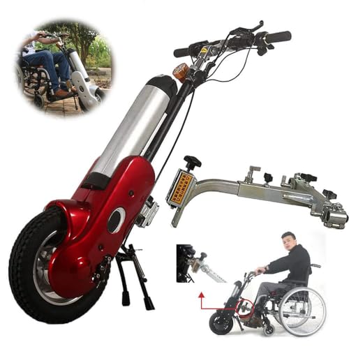 12インチ 3スピード車椅子牽引装置 (36V/15 Ah バッテリー) + LCD ディスプレイ、400W 電動車椅子アタッチメント (最大時速 30 km) + フロントライト、航続距離: 35 km、レッド-B