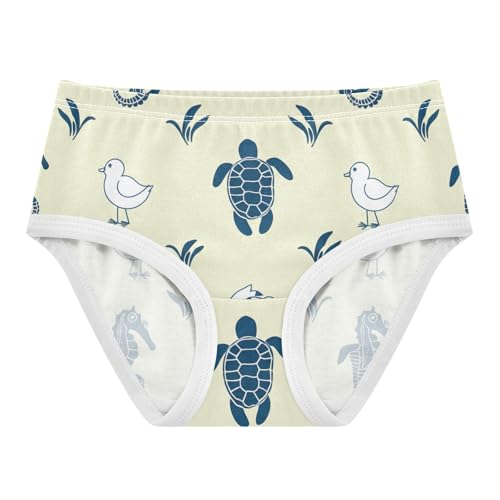 Nautical Seahorses Turtles Yellow Toddler Underwear Floral 2t Cotton Girl Panties Cute Stylish Briefs Underpants