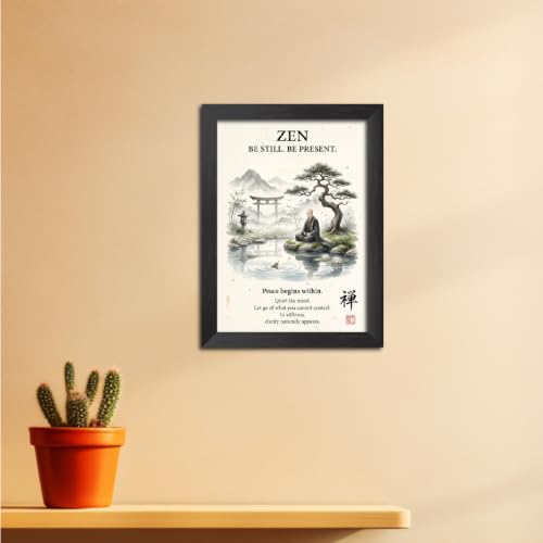 Image of TenorArts Japanese Philosophical Quotes Photo Frame Painting, Zen Poster Framed Wall Hanging Decor Paintings For Bedroom Living Room Home and Cafe, Minimal Drawing Framed Posters for Decorations (9x12 inches)