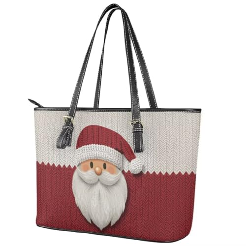 Image of Coldinair Christmas Leather Tote Bag for Women with Zipper Large Shoulder Tote Bag Shopping Casual Travel Bag Handbag Purse