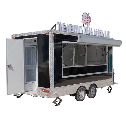 Customized Food Truck Trailer, Mobile Food Trailer Trucks Full Kitchen Concession Food Trailer for Sale, Ice Cream Cart for Business Hot Dog Carts for Commercial Use (3.2 * 2.1 * 2.35m)