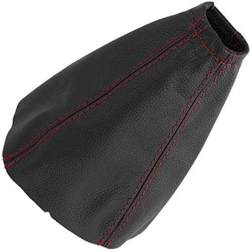 AERZETIX - C64221 - Soufflet de levier de vitesse en cuir véritable - compatible avec Ford Mondeo 2003-2007 - couleur : noir avec surpiqûres rouges - pour boîte de vitesse manuelle