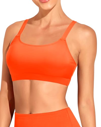 Image of Tempt Me Women Sports Bra Swim Crop Tops Only | Scoop neck, Bathing suits top, Removable cups, Adjustable straps