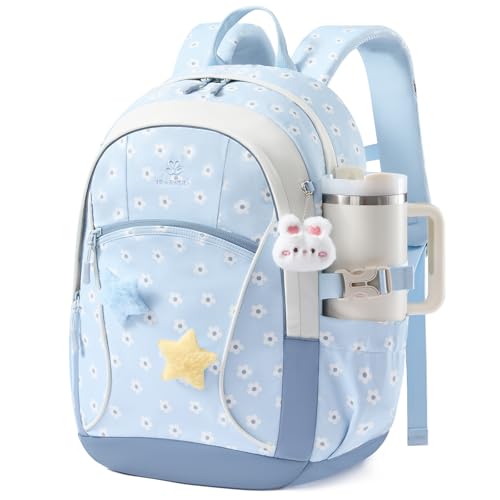 Image of LOVEVOOK School Backpack for Teen Girls & Kids, Lightweight Large Capacity Waterproof Bookbag with 15.6 inch Laptop Compartment, Cute Ergonomic Bag for Elementary Middle School Students