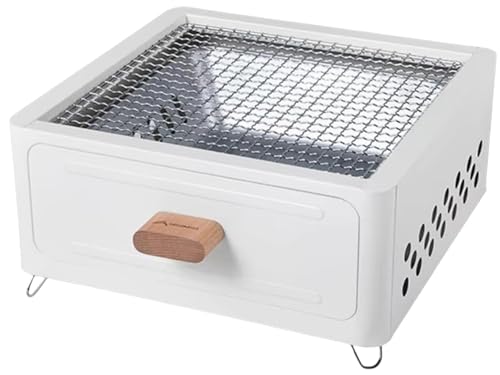 Yatomeミニバーベキューコンロ 焚火コンロ キャンプ用グリル31cm×31cm コンパクトBBQ卓上コンロ 焚き火台 肉焼き アウトドア用品 卓上炭火焼き バーベキューに ベーキングトレイ付き 串焼きにも対応 持ち運び便利 アウトドア好きへのギフトに