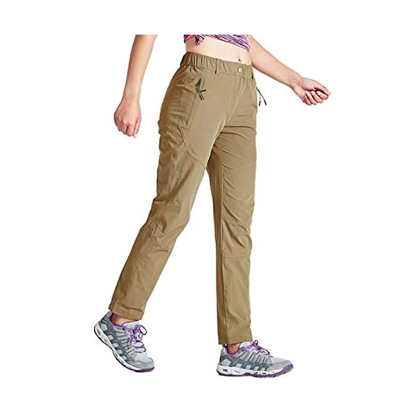 Gopune-Womens-Outdoor-Hiking-Pants-Lightweight-Quick-Dry-Water-Resistant-Mountain-Trouser Gopune Women's Outdoor Lightweight Quick Dry Sportswear Water Resistant Hiking Pants with Pockets (Khaki,M)