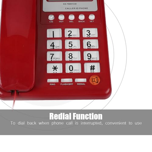 Teléfono fijo con cable tipo escritorio rojo miniatura 5