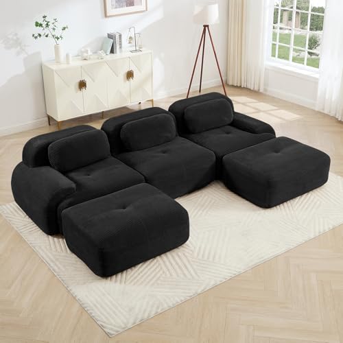 Image of Corduroy Modular Sectional Sofa, Oversized Cloud Couches for Living Room