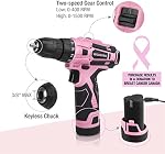 WORKPRO 12V Pink Cordless Drill Driver Set, 18+1 Torque Setting, Electric Screwdriver Driver Tool Kit, 3/8" Keyless Chuck, Charger and Storage Bag Included